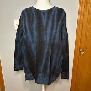 Sundry x EVEREVE side zip blue tie dye crewneck oversized sweatshirt size 0 (wom